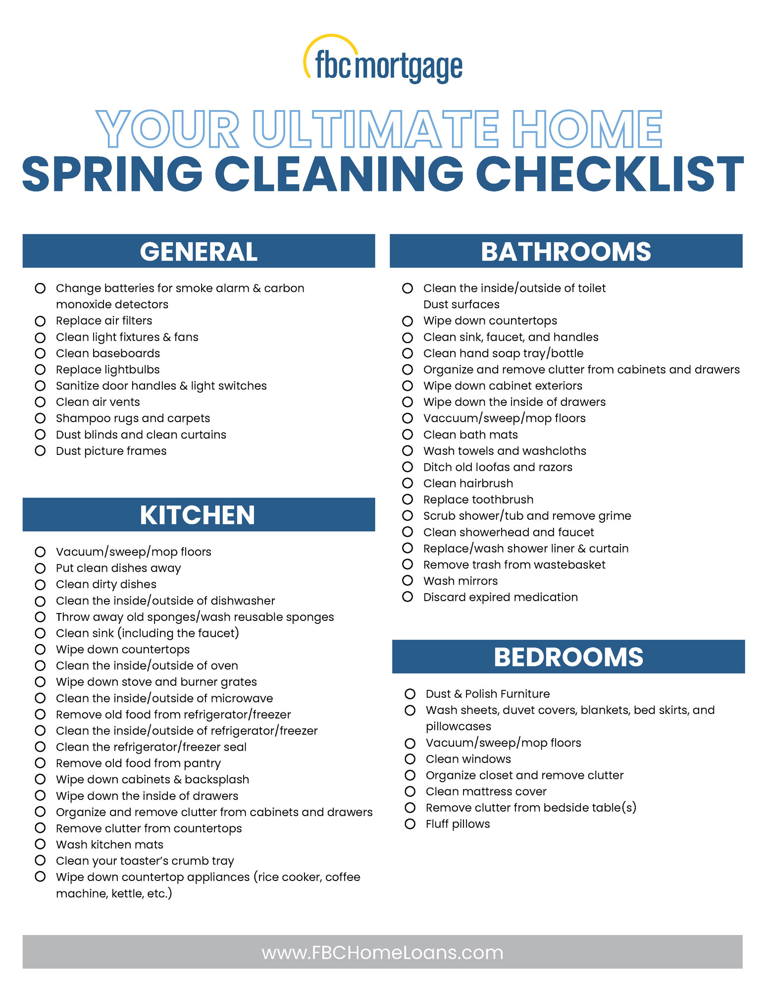 Your Ultimate Home Spring Cleaning Checklist - Fbc Homeloans