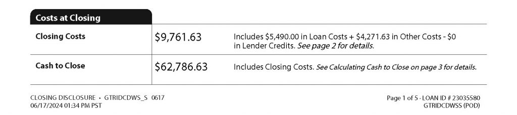 How to Read Your Closing Disclosure - Costs at Closing